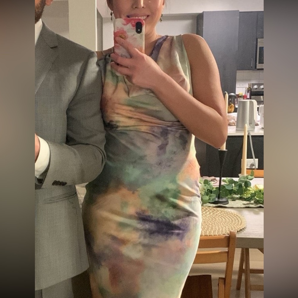 Satin Tie Dye Midi Dress - Picture 10 of 12